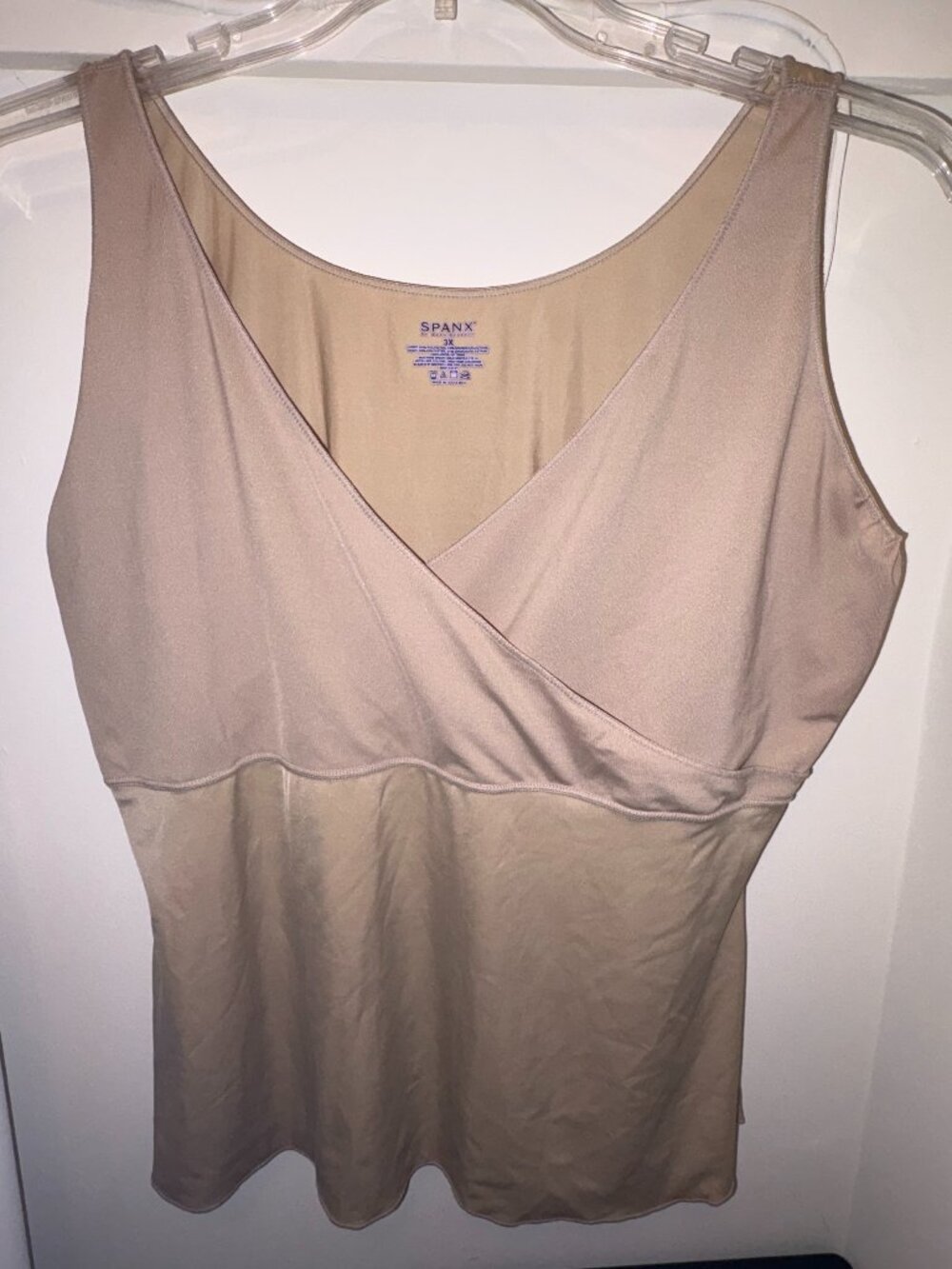 Spanx Cami Ladies Size 3X Beige Shapewear Tank Criss Cross Slimming Control Top